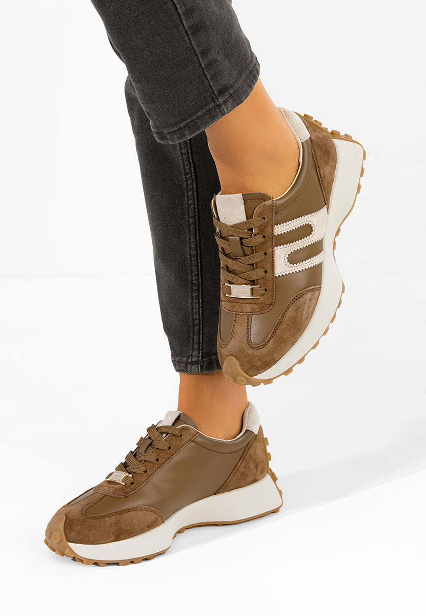 Hnedé kožené dámské sneakersy Sorellia