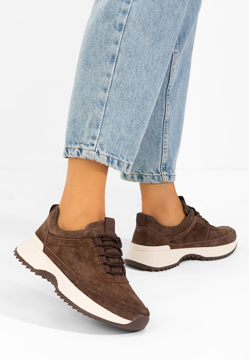 Hnedé kožené dámské sneakersy Derra V2