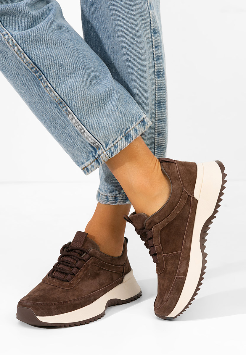 Hnedé kožené dámské sneakersy Derra V2
