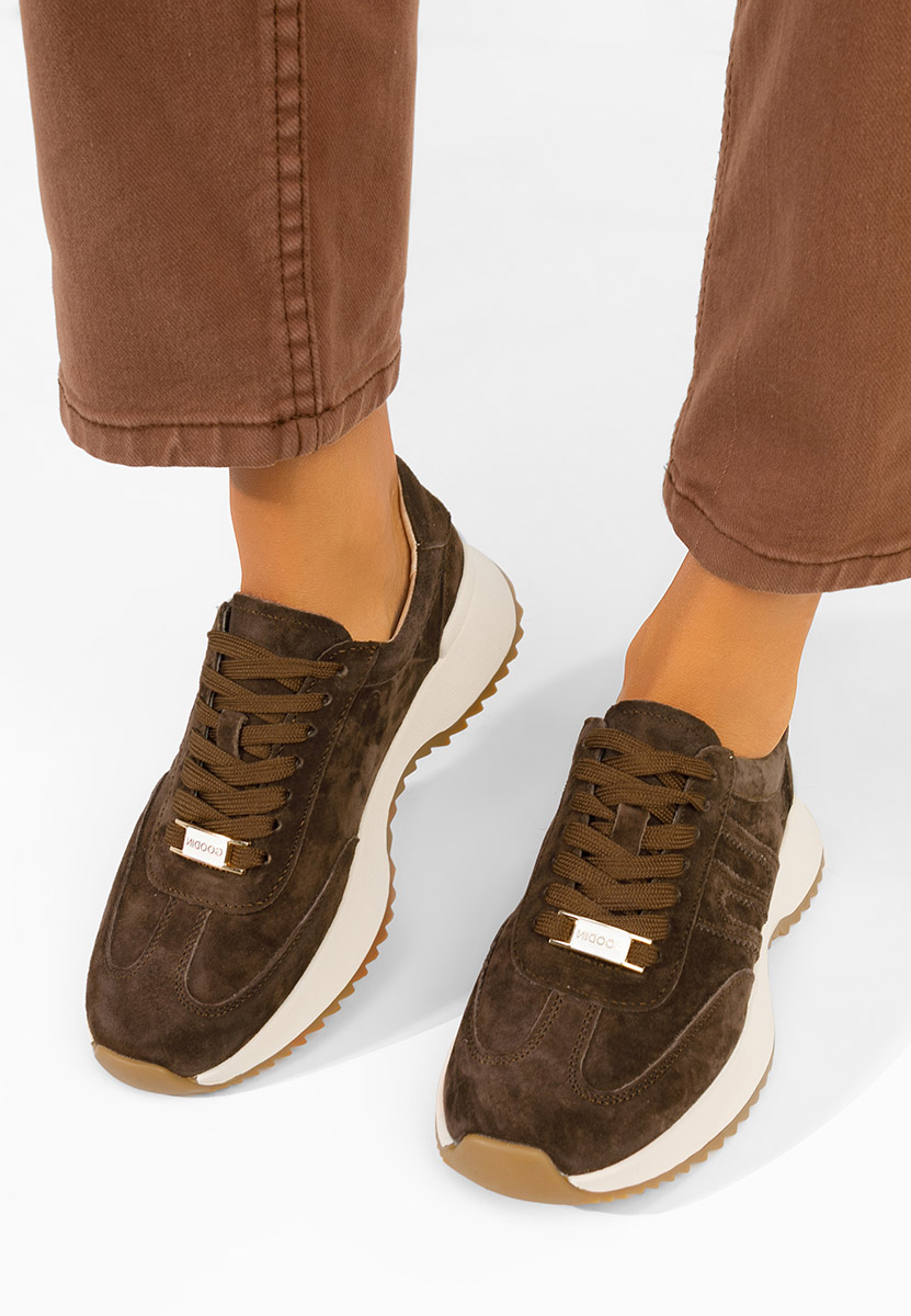 Hnedé kožené dámské sneakersy Sevrona