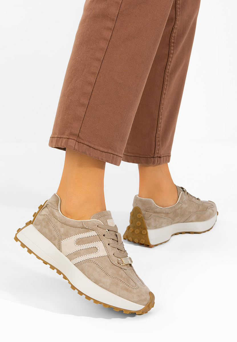 Béžové kožené dámské sneakersy Samiara