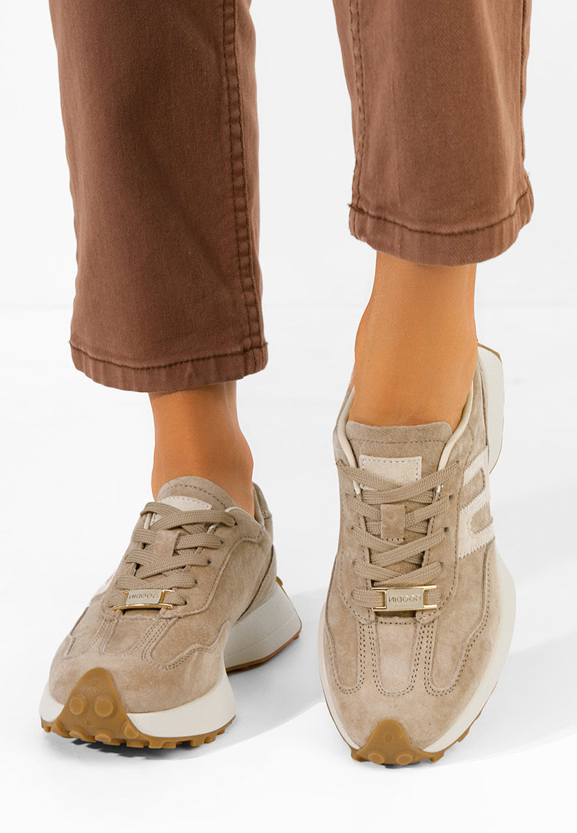 Béžové kožené dámské sneakersy Samiara